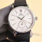 Best replica IWC Portofino Swiss 2824 movement white dial leather strap watch 